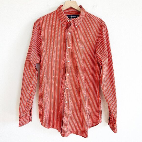 Ralph Lauren Other - Ralph Lauren Shirt Classic Fit Orange Stripe Button Down Preppy Logo